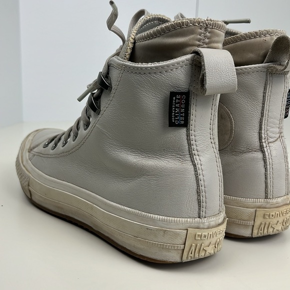 Converse High Top Sneaker Boot Chuck Taylor All Star Leather Waterproof Beige - Picture 7 of 16